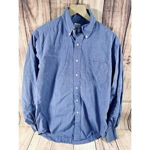 Brooks Brothers 15-5 Men Large Shirt Blue Button Down Relaxed Fit Cotton LG